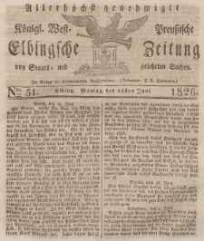 Elbingsche Zeitung, No. 51 Montag, 26 Juni 1826