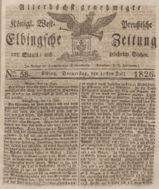 Elbingsche Zeitung, No. 58 Donnerstag, 20 Juli 1826