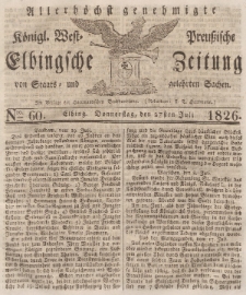 Elbingsche Zeitung, No. 60 Donnerstag, 27 Juli 1826
