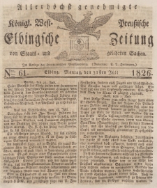 Elbingsche Zeitung, No. 61 Montag, 31 Juli 1826