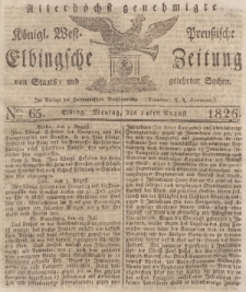 Elbingsche Zeitung, No. 65 Montag, 14 August 1826