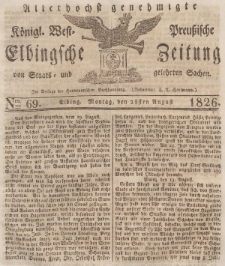 Elbingsche Zeitung, No. 69 Montag, 28 August 1826