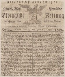 Elbingsche Zeitung, No. 75 Montag, 18 September 1826