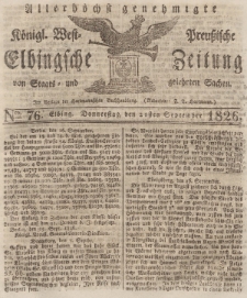 Elbingsche Zeitung, No. 76 Donnerstag, 21 September 1826
