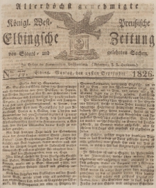 Elbingsche Zeitung, No. 77 Montag, 25 September 1826