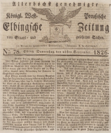 Elbingsche Zeitung, No. 78 Donnerstag, 28 September 1826