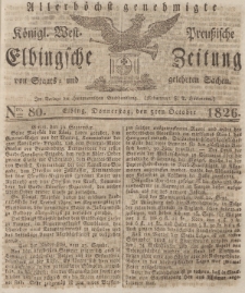 Elbingsche Zeitung, No. 80 Donnerstag, 5 Oktober 1826