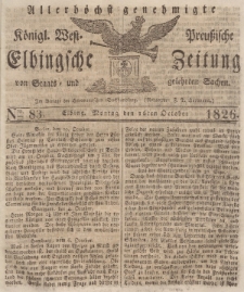 Elbingsche Zeitung, No. 83 Montag, 16 Oktober 1826