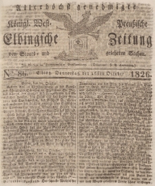 Elbingsche Zeitung, No. 86 Donnerstag, 26 Oktober 1826