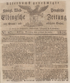 Elbingsche Zeitung, No. 87 Montag, 30 Oktober 1826