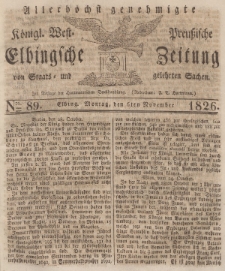 Elbingsche Zeitung, No. 89 Montag, 6 November 1826