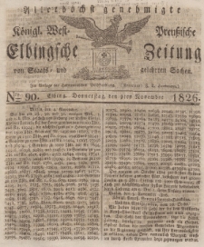 Elbingsche Zeitung, No. 90 Donnerstag, 9 November 1826