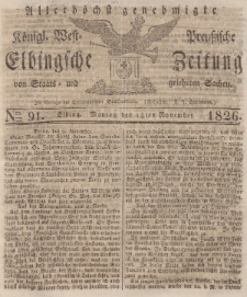 Elbingsche Zeitung, No. 91 Montag, 13 November 1826