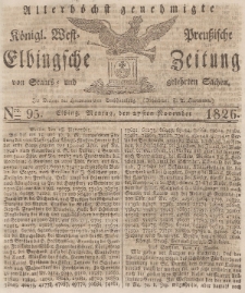 Elbingsche Zeitung, No. 95 Montag, 27 November 1826
