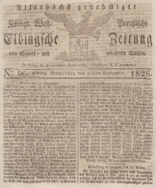 Elbingsche Zeitung, No. 96 Donnerstag, 30 November 1826