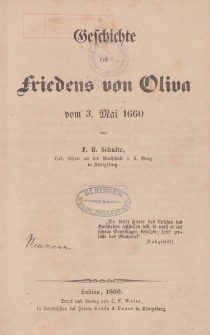Geschichte des Friedens von Oliva vom 3. Mai 1660
