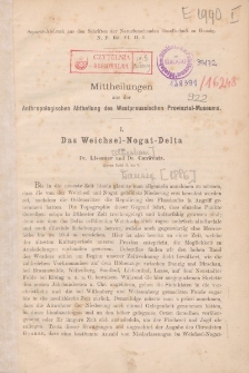 Mittheilungen aus der Antropologischen Abtheilung des Westpreussischen Provinzial-Museums. […] Das Weichsel - Nogat - Delta