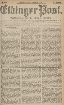 Elbinger Post, Nr.231 Dienstag 3 October 1876, 3 Jh