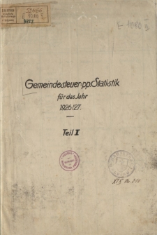 Gemeindesteuer- pp. Statstik für das Jahr 1926/27
