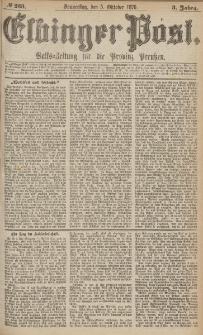 Elbinger Post, Nr.233 Donnerstag 5 October 1876, 3 Jh