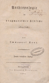 Anthropologie in pragmatischer Hinsicht