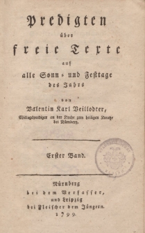 Predigten über freie Texte auf alle Sonn- und Festtage des Jahrs […] Erster Band
