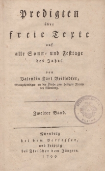 Predigten über freie Texte auf alle Sonn- und Festtage des Jahrs […] Zweiter Band