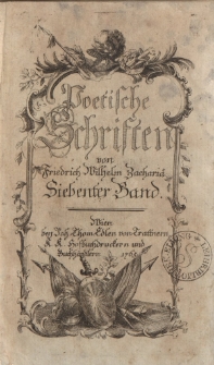 Poetische Schriften von Friedrich Wilhelm Zachariä. Siebenter Band