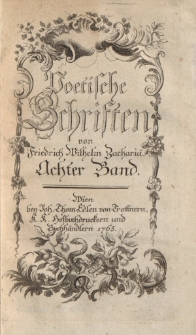 Poetische Schriften von Friedrich Wilhelm Zachariä. Achter Band