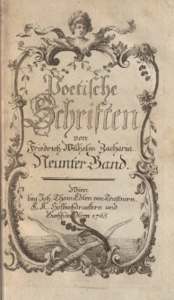 Poetische Schriften von Friedrich Wilhelm Zachariä. Neunter Band