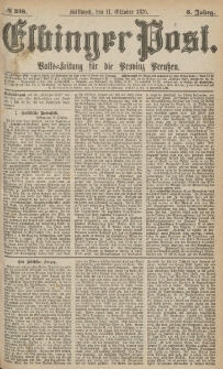 Elbinger Post, Nr.238 Mittwoch 11 October 1876, 3 Jh