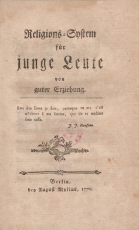 Religions-System für junge Leute von guter Erziehung