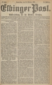 Elbinger Post, Nr.245 Donnerstag 19 October 1876, 3 Jh