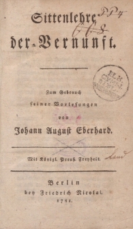 Sittenlehre der Vernunft […]