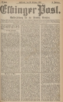 Elbinger Post, Nr.250 Mittwoch 25 October 1876, 3 Jh
