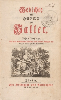 Gedichte des Herrn von Haller. Achte Auflage […]