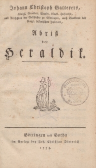 Johann Christoph Gatterers […] Abriss der Heraldik