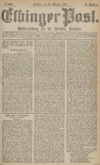 Elbinger Post, Nr.255 Dienstag 31 October 1876, 3 Jh