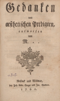 Gedanken von aesthetischen Predigten, etworfen von M…
