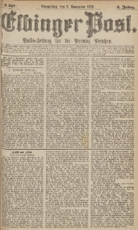 Elbinger Post, Nr.257 Donnerstag 2 November 1876, 3 Jh