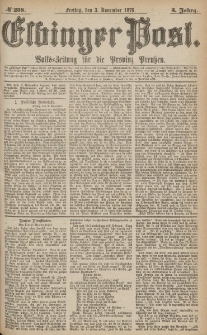 Elbinger Post, Nr.258 Freitag 3 November 1876, 3 Jh