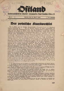 Ostland : Halbmonatsschrift für Ostpolitik, Jg. 20, 1939, Nr 8.