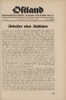 Ostland : Halbmonatsschrift für Ostpolitik, Jg. 21, 1940, Nr 20.