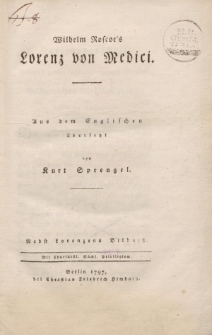 Wihelm Roscoe’s Lorenz von Medici