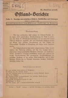 Ostland-Berichte, Reihe A: Auszüge aus polnischen Bücher, Zeitschriften und Zeitungen