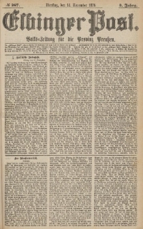 Elbinger Post, Nr.267 Dienstag 14 November 1876, 3 Jh