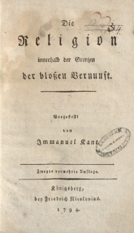 Die Religion innerhalb der Grenzen der bloßen Vernunft
