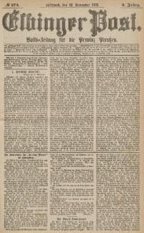 Elbinger Post, Nr.274 Mittwoch 22 November 1876, 3 Jh