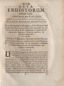 Acta Eruditorum […] Calendis Jauarii, Anno M DC LXXXII, N.I