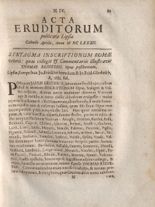 Acta Eruditorum […] Calendis Aprilis, Anno M DC LXXXII, N.IV